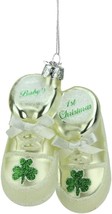 Kurt Adler Noble Gems White Irish Baby Shoes 1st Christmas Glass Ornament NB0828 - $18.88