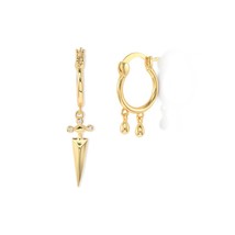 Aide 925 Silver Zircon Cross Dagger Sword Charm Dangle Earrings For Women Mismat - £16.09 GBP