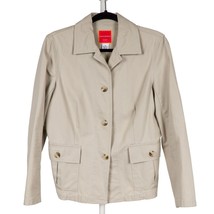 Isaac Mizrahi Target Jacket M Womens Tan Khaki Buttons Pockets Cotton - £15.45 GBP