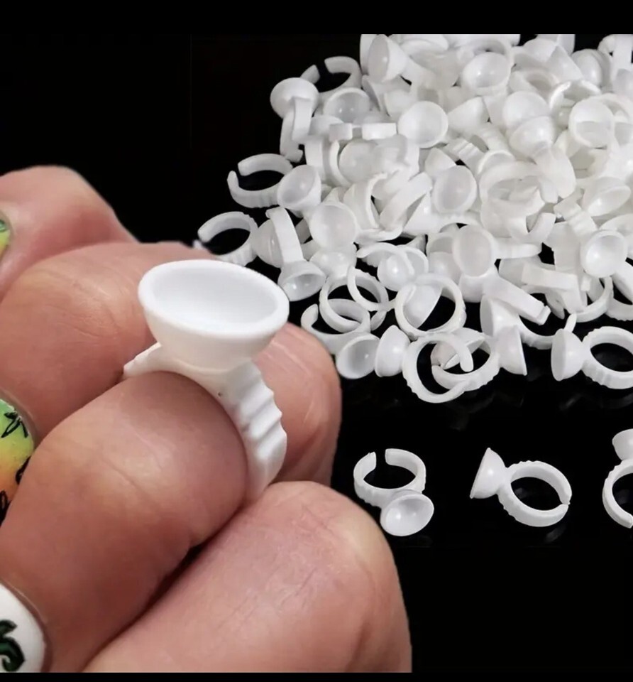 100 Piezas De Anillos De Tatuaje Vasos Desechables Soporte De Pegamento ... - $13.85