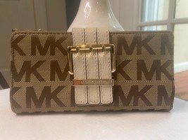 Michael Kors Large Logo Jacquard Continental Wallet With Buckle Strap &amp; ... - $75.00