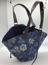 Unbranded Canvas Denim blue floral purse shoulder bag Reversible - $22.30
