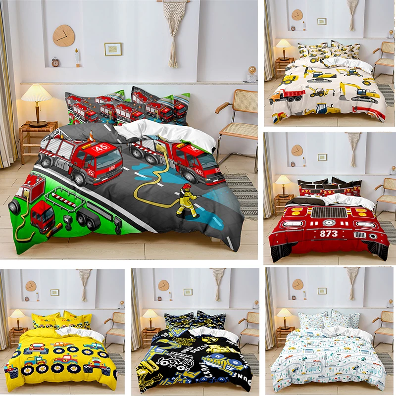 Ted cartoon car bedding set duvet cover sets fire truck beds quilt covers single double thumb200