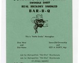 Johnnie Monaghan Bar B Q Comic Menu Fort Worth Texas 1950&#39;s - £18.94 GBP
