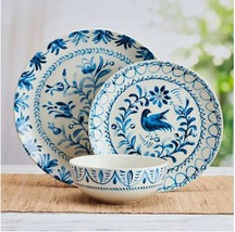 Fitz &amp; Floyd Dinnerware Set Sicily Blue Multicolor Stoneware 12-PC Bird ... - $2,208.22 MXN