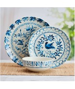 Fitz &amp; Floyd Dinnerware Set Sicily Blue Multicolor Stoneware 12-PC Bird ... - $2,208.22 MXN