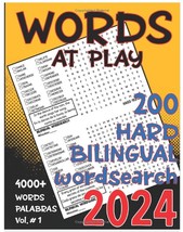 200 Hard Bilingual Wordsearch 2024. Words At Play. / English / Spanish - £10.95 GBP