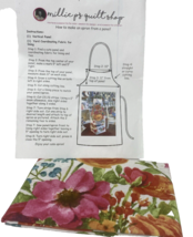 Millie P's Quilt Shop Panel Apron Pattern &amp; Roots of Love Floral Panel NEW - $12.34