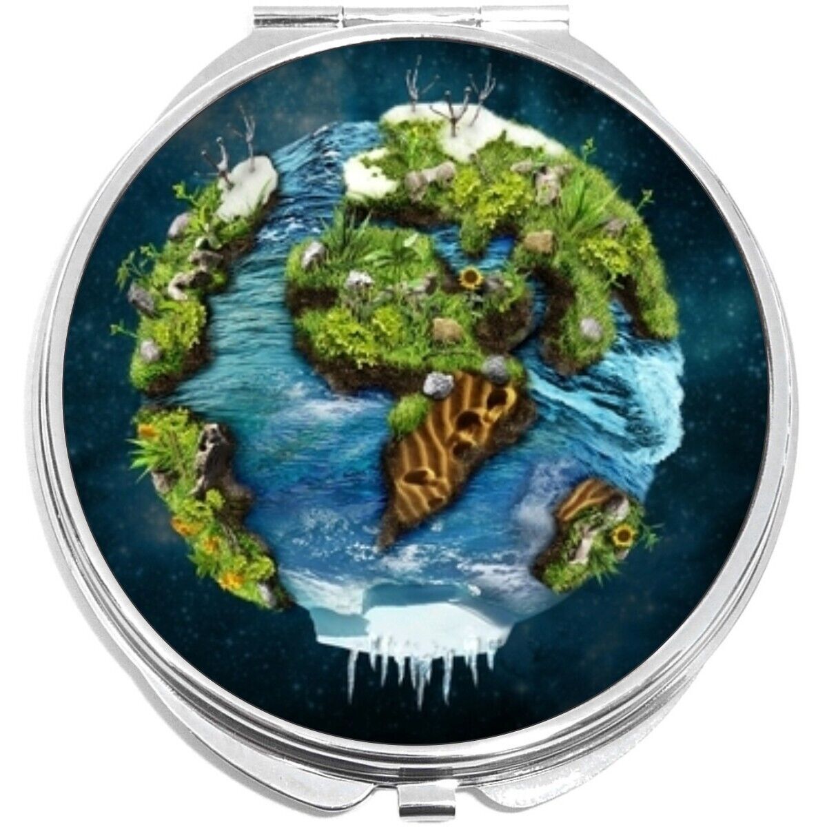 Planet Earth Art Compact with Mirrors - Perfect for your Pocket or Purse - $11.76