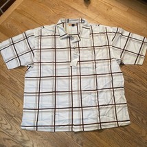 Plaid Accents White Brown Canvas Button Shirt Y2K Regal Wear 5XL NWT Rel... - $13.49