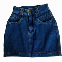 Vintage Panamaunt Women&#39;s Denim Jeans Mini Skirt Size 8 Petite 22&quot; Waist - $18.32