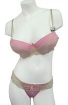   Sweet Pink &amp; Ivory Lace Push Up Bra &amp; Panty Set From Kisses - $228.28 MXN