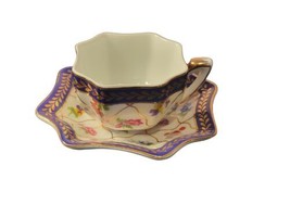 Vintage Peint A La Main Schonherr Porcelaine Tea Cup and Saucer - £15.50 GBP