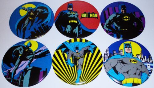 Batman Art Images Set of 6 Large 6&quot; Diameter Easel Pinback Buttons 1982 ... - $8.99