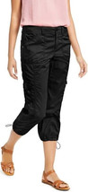 Style &amp; Co Womens 18W Cargo Capri Pants Midrise Bungee Hem Deep Black, A+ - $30.87