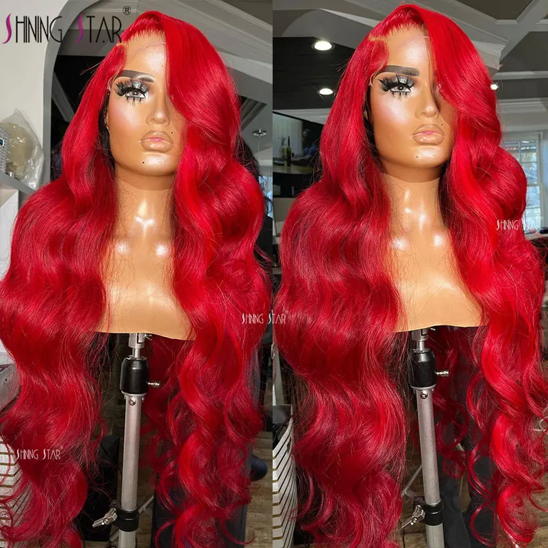 13X4 Body Wave Lace Front Wig Burgundy Colored Red Lace Front Human Hair Wi - £74.41 GBP+