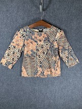 Raakhee Womens 3/4 Sleeve Blouse Size Medium Sequin Shirt Casual Pullover - £9.75 GBP