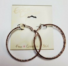 Erica Lyons Gold Tone Hoop Earrings 2 Inch Earrings Copper Patina Speckled Color - £9.97 GBP