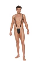 Elegant Moments Mens Black Sexy Suspender Style Pouch Thong Underwear - £19.57 GBP