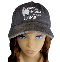 Leave The Drama For Your Llama Baseball Hat Gray Adjustable Cap Embroidered - £7.77 GBP