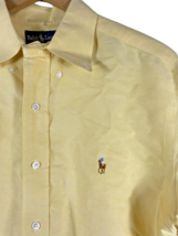 Ralph Lauren 16 / 34 Button Down Shirt Mens Yellow Embroidered Long Sleeve - $55.88
