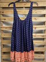 Roxy Blue Orange Batik Side Tie Flowy Bohemian Mini Dress Size S BBL JD - $14.85
