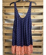 Roxy Blue Orange Batik Side Tie Flowy Bohemian Mini Dress Size S BBL JD - $274.86 MXN