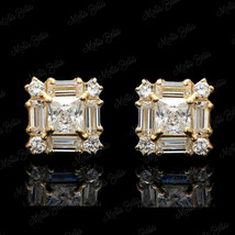1Ct Princess Cut Diamond Butterfly Cluster Stud Earrings 14K Yellow Gold Finish - £71.89 GBP