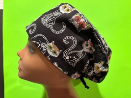 Sugar Skulls Euro Scrub Hat, Lining OR Tech, Chef, Medical, Peds, Vet&#39;s ... - $11.88