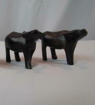 Vintage Lot of 2 Handcrafted Water Buffalo Dark Wood 2&quot; Tall - $35.14