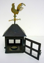 Rooster Tea Light Candle Holder Vintage 10&quot; Chicken w/Compass &amp; Metal Door - £10.27 GBP