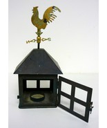 Rooster Tea Light Candle Holder Vintage 10&quot; Chicken w/Compass &amp; Metal Door - $17.58 CAD