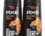 2 Ct Axe 4 Oz Gold Citron Cool Citrus White Woods Scent Deodorant Body S... - $25.99