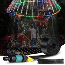 Trampoline Sprinkler For Kids With 39.4Ft Led Trampoline Lights 39 Ft Lo... - £32.25 GBP