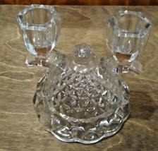 Imperial Candle Holder Clear Crystal Double Cone Base Laced Edge 4.5&quot; - £9.02 GBP