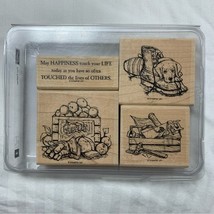 Vintage Stampin Up Retired For Father Stamping Stamp Set Rubber Wood Mount Dog - £39.47 GBP