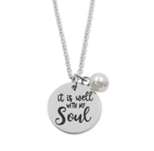 It Is Well With My Soul Necklace Stainless Steel Disc Pendant Catholic C... - £11.98 GBP