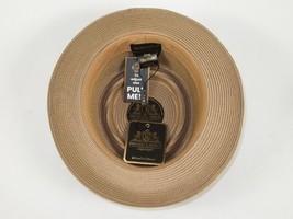 Men's Bruno Capelo RAFAELE Braid Straw Pork Pie Hat Telescope Crown RF-403 Tan image 6