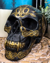 Ebros Celtic Tribal Knotwork Tattoo Black Ghost Vampire Skull Statue 7&quot;L - £26.37 GBP