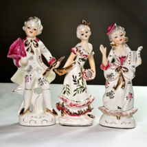 Antique Japanese Hand Painted Porcelain Figurines Colonial Dancing Music... - £47.89 GBP