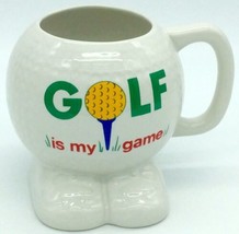 GOLF IS MY GAME Coffee Mug PAPEL Round Ball Tee Feet Golfers Footed Pede... - $12.83