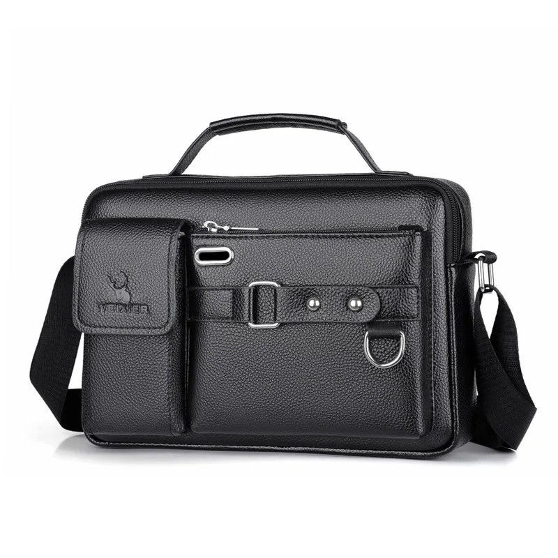 New Men&#39;s Shoulder Bag Large Capacity PU Leather Messenger Bag Waterproo... - $25.66