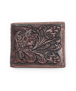 Western Genuine Tooled Leather Laser Cut Men&#39;s Bifold Short Wallet - £22.66 GBP