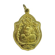 Phra Lp Moon Famous Monk Thai Amulet Magic Talisman Gold Brass Pendant - £11.00 GBP