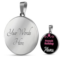 French Bulldog Mama Necklace Circle Pendant Stainless Steel or 18k Gold 18-22&quot;  - £33.58 GBP+