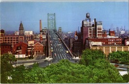 Panoramic View Delaware River Bridge Philadelphia Pennsylvania Postcard - £7.74 GBP