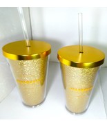Starbucks 2 Tumbler Acrylic 16 oz Glitter Gold MIC 2019 With SKU,New - $225.00