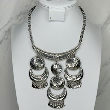 Chico&#39;s Sun and Moon Western Style Bib Silver Tone Necklace - £15.68 GBP