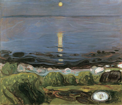 Edvard Munch - Summer night by the beach repro Oil Painting Giclee Print Canvas - £6.86 GBP+