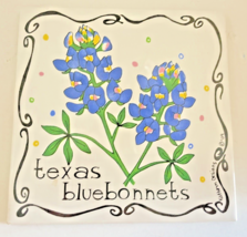 Trivet Texas Bluebonnets Tile Handcrafted by Kathryn Designs 2004 6 In S... - £10.89 GBP